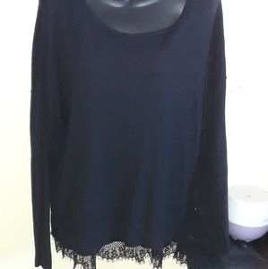 Lane Bryant lightweight black lace sweater